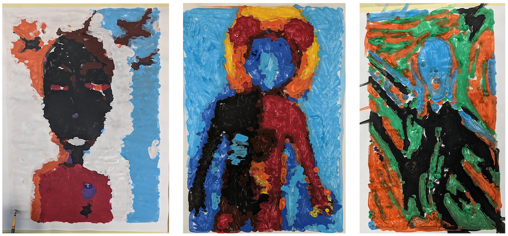 Images created with robot and paint brushes based on previous work by Rob D Naja and the obvious Scream painting.